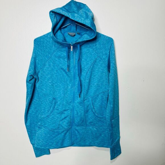 Athleta Sea Blue Zip Up Hooded Sweatshirt Sz S - Picture 1 of 9